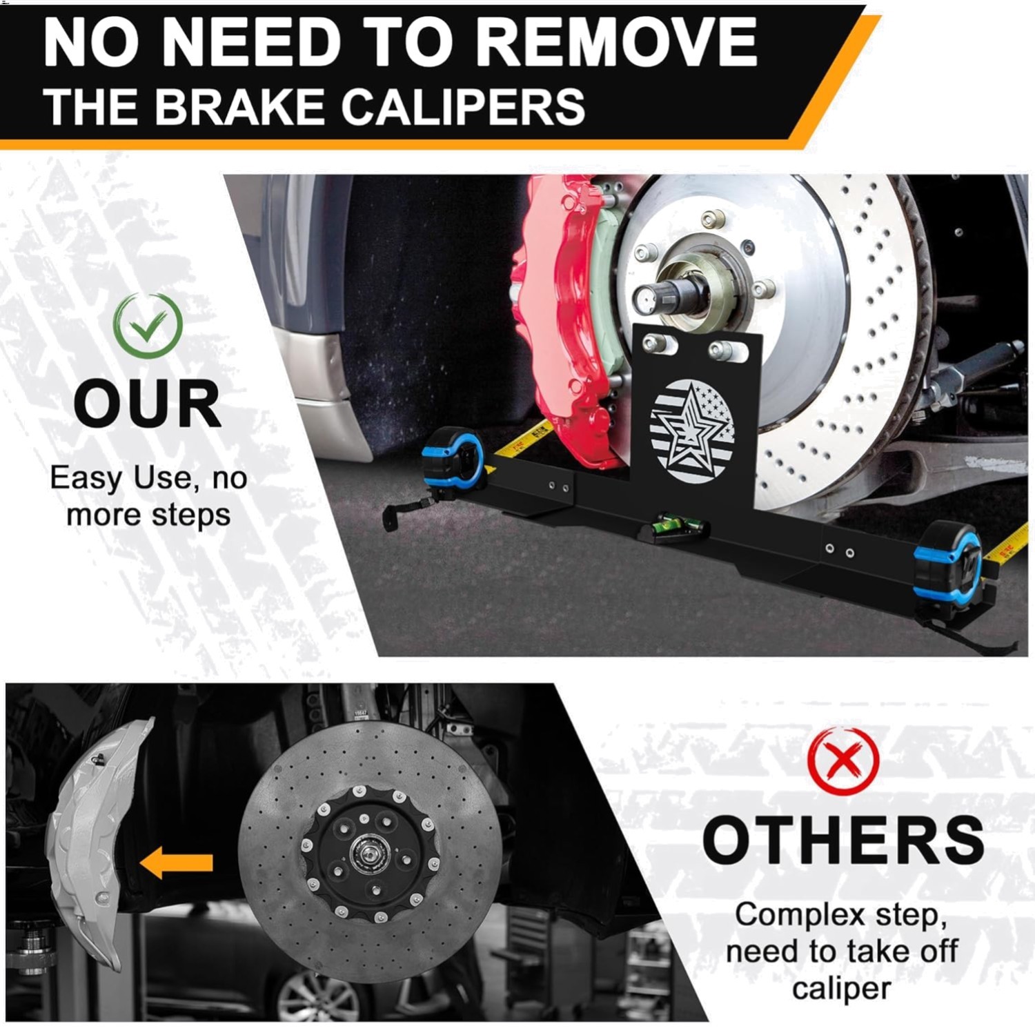 Upgraded Wheel Alignment Tool: Heavy-Duty Stainless Steel and No Caliper Removal