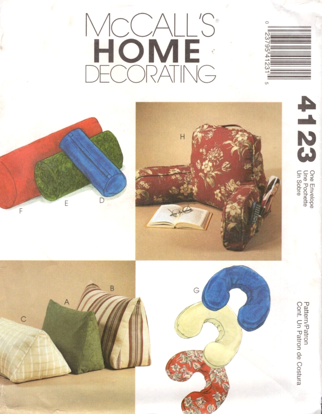 Comfort Zone Pillows, McCalls Sewing Pattern 4123 UNCUT Wedge, Bolster, Neck