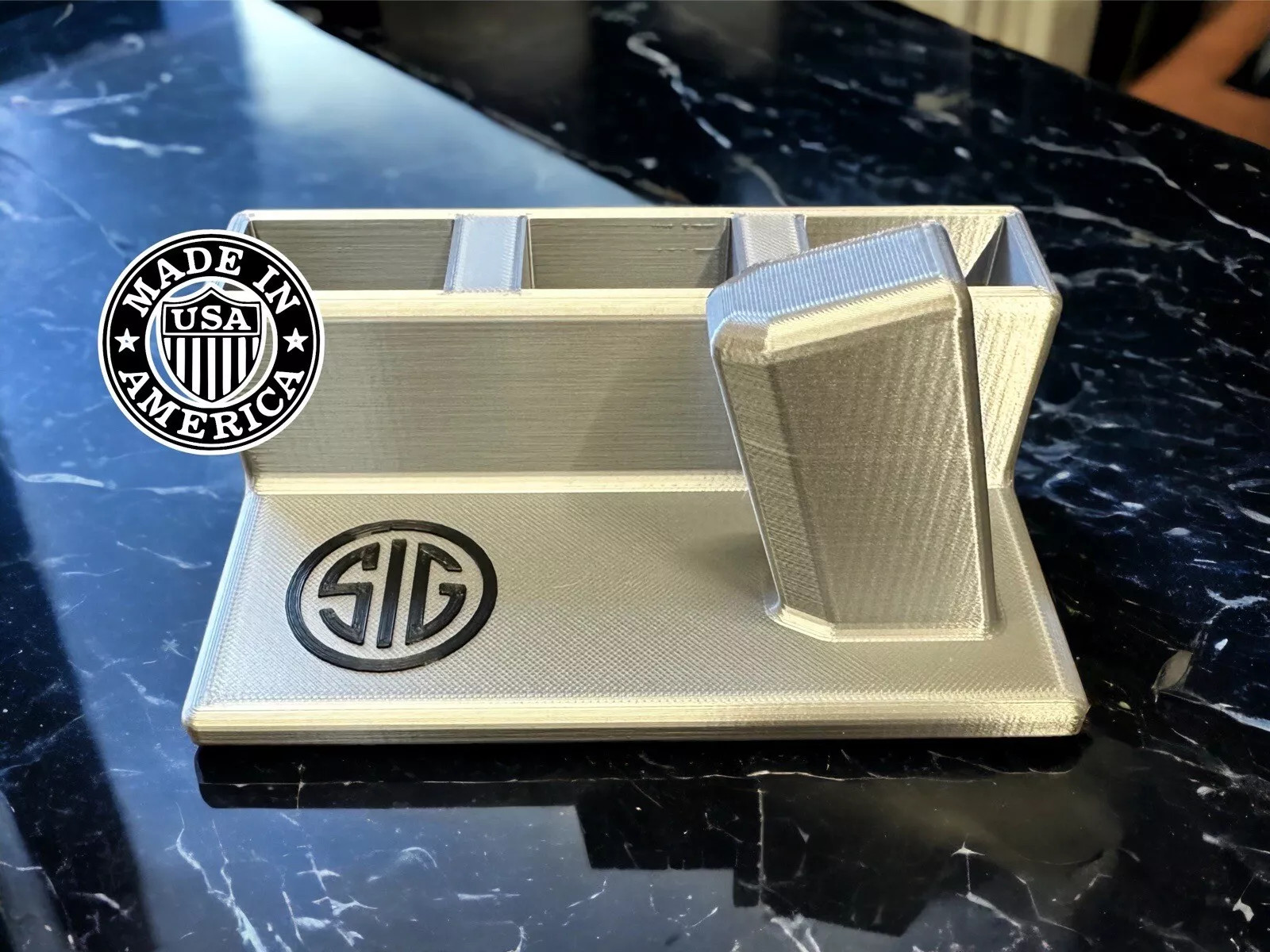 Display stand With 3 magazine holders for Sig Sauer P226 Pistol Silver And Black