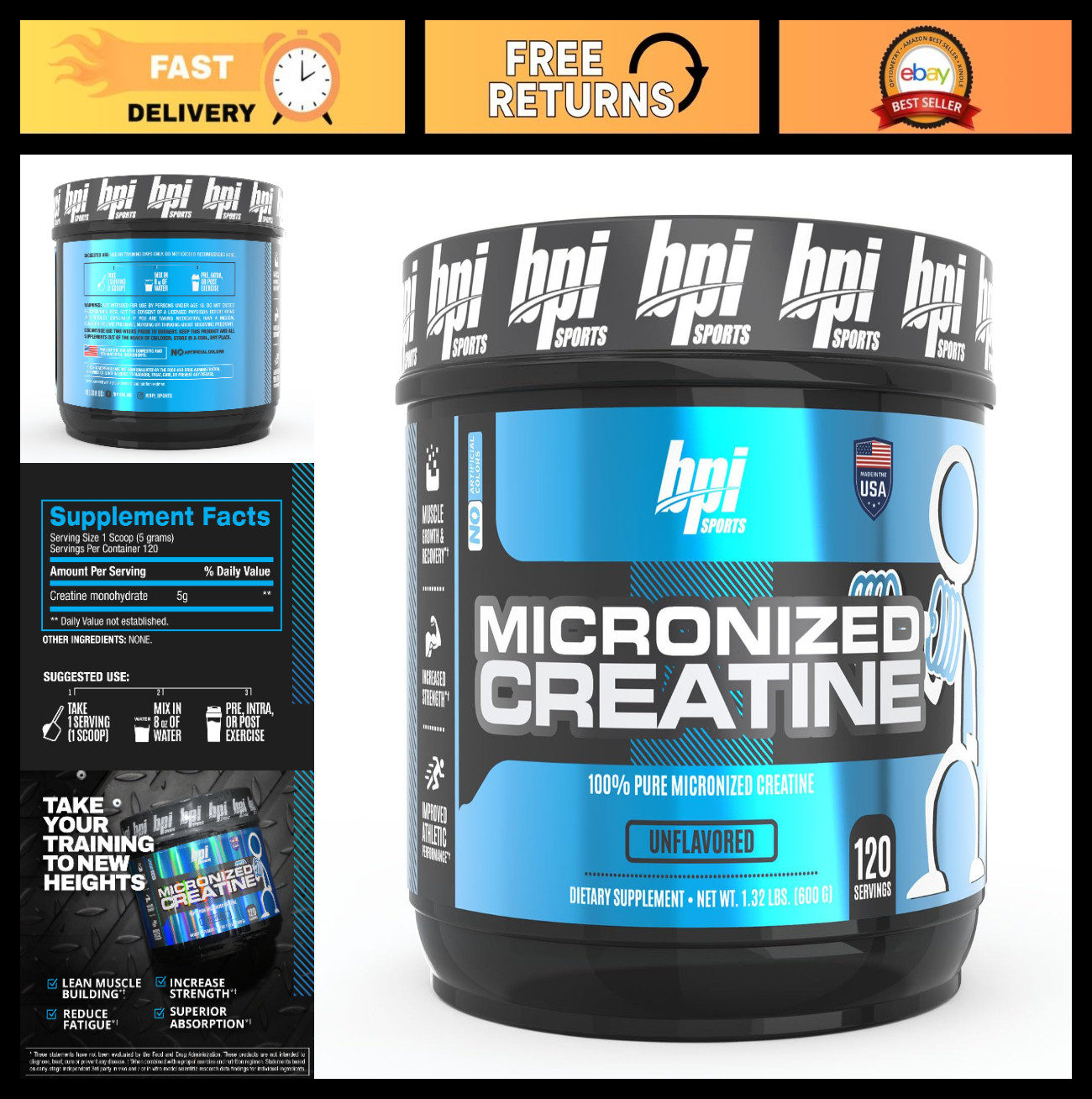 Micronized Creatine Powder - Boost Strength & Endurance - Lean Muscle Growth - 1