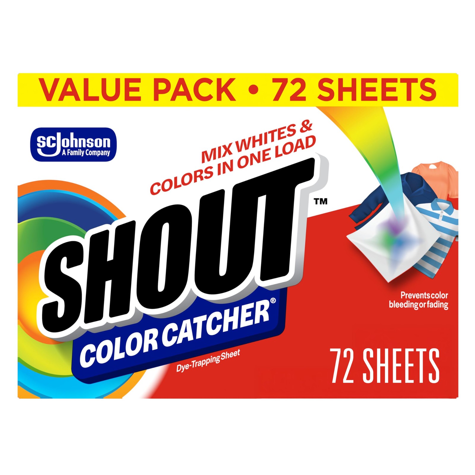 Shout Color Catchers for Laundry, 72 Count (Pack of 1), 2 Pack (72 Sheets)