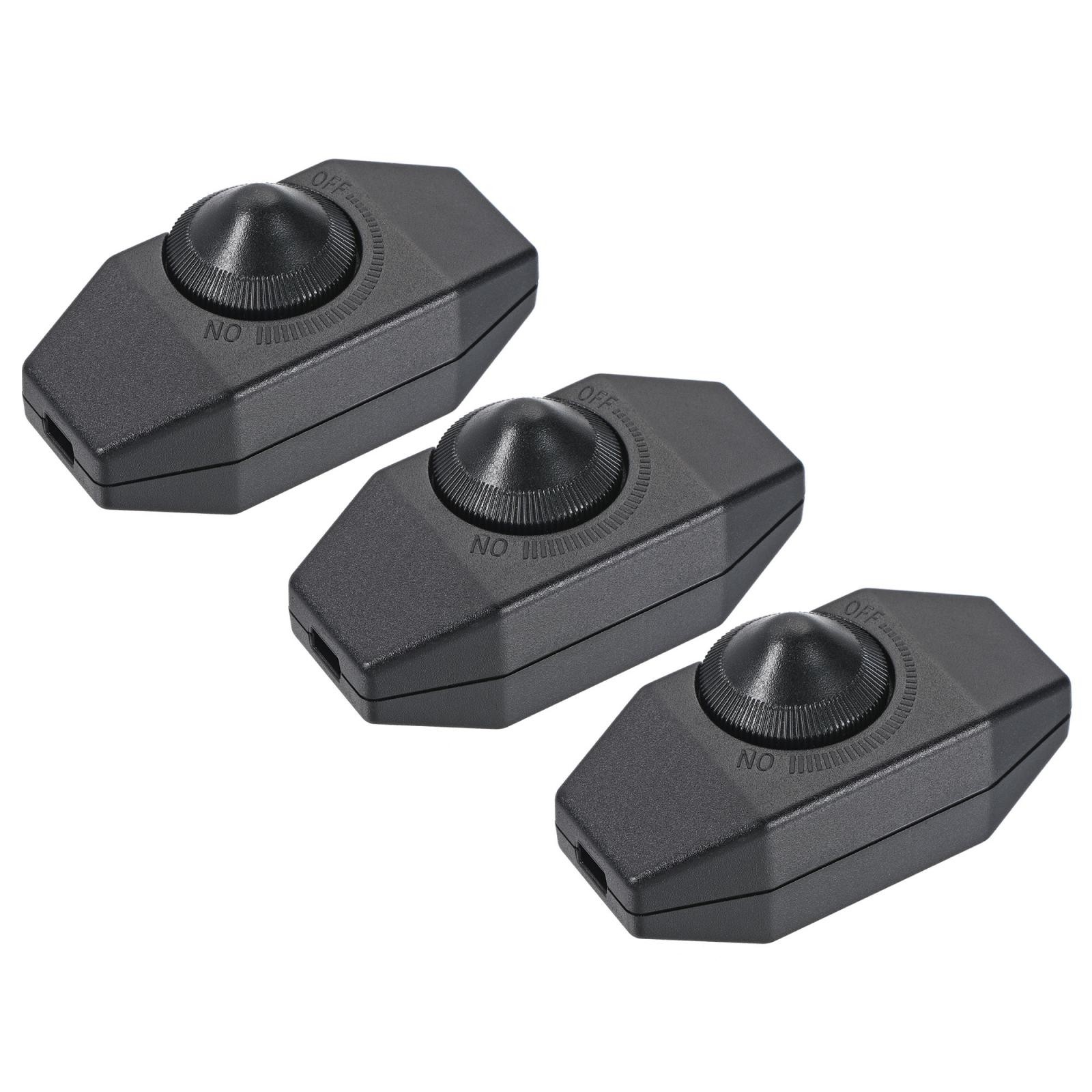 3pcs Rotary Cord Switch AC 110V 100W Slide Control Welding Lamp Dimmer Black