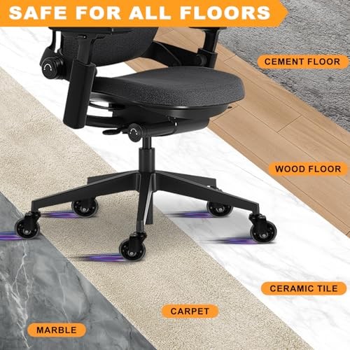 Office Chair Wheels for Casters Replacement - 3" Rubber Wheels 3 Inch 3" Black