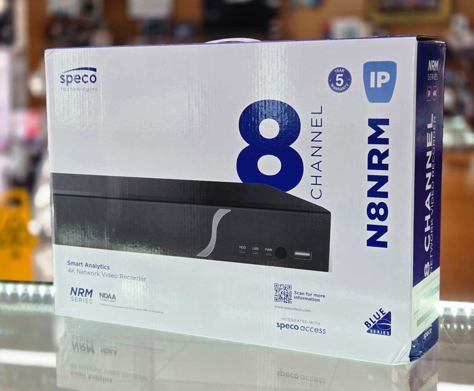 Speco N8NRM2TB 8-Channel 4K H.265 NVR with Smart Analytics 8 Built-In PoE Ports