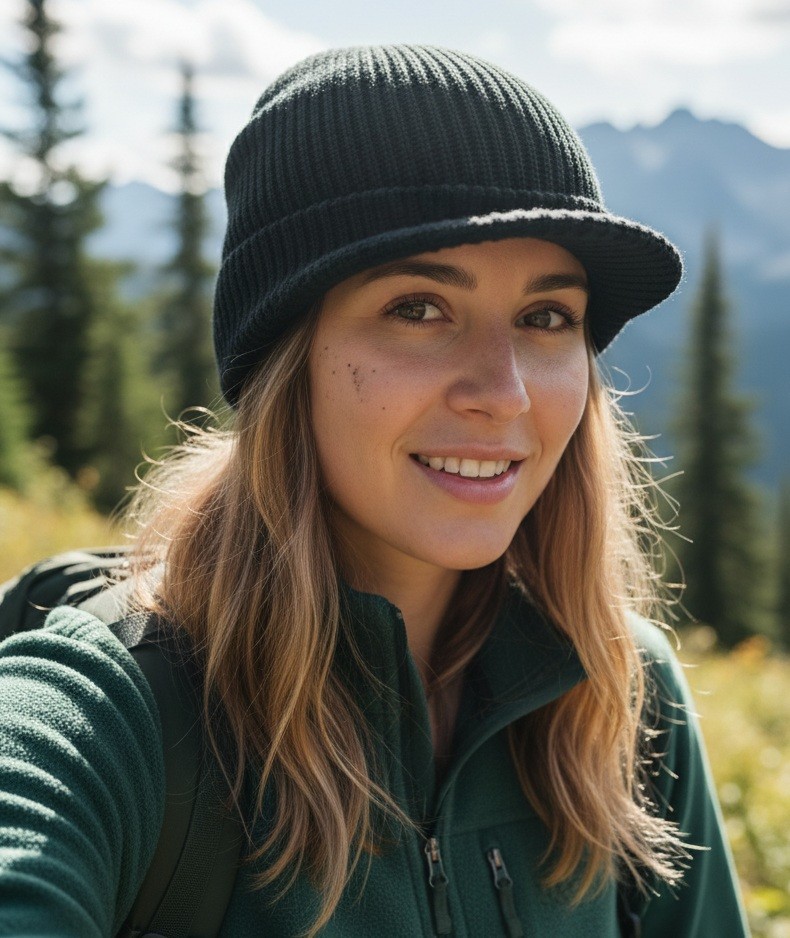 Solid Black Billed Cap Knit Beanie Visor Winter Hat Radar Military Tactical Brim
