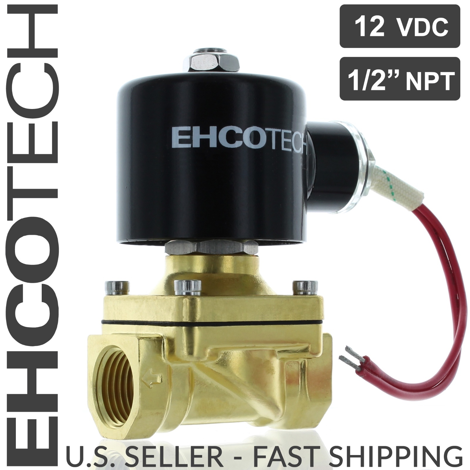 1/2" NPT 12V DC Brass Electric Solenoid Valve Water Air Gas Viton NC 12VDC