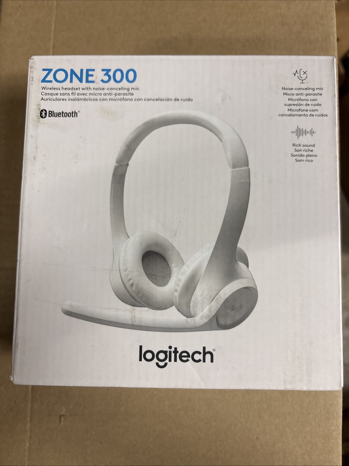 Logitech 981-001416 Zone 300 Wireless Bluetooth Headset - Stereo - White