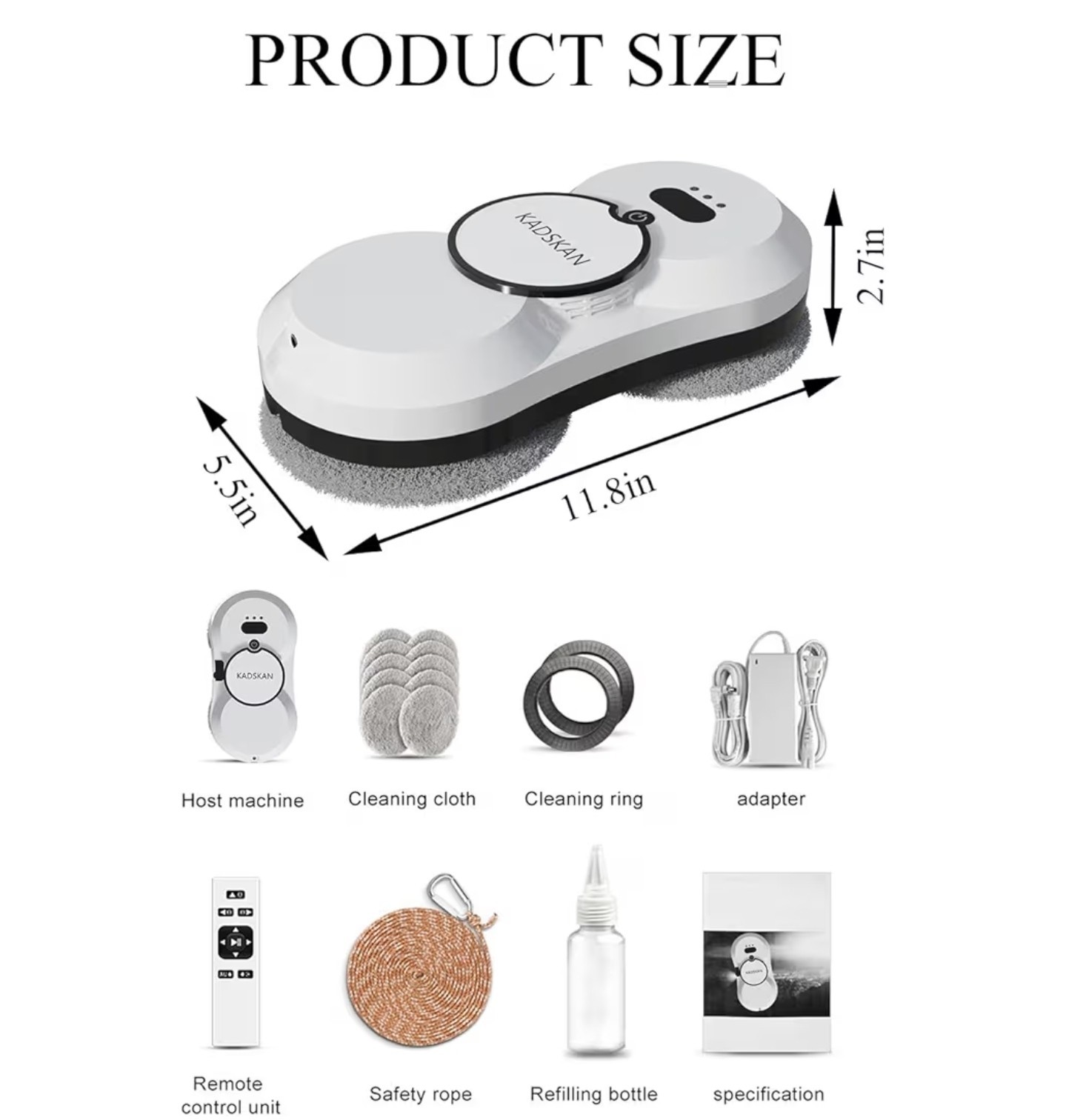 Window Cleaning Robot, Automatic Window Cleaner with Water Spray for Windows