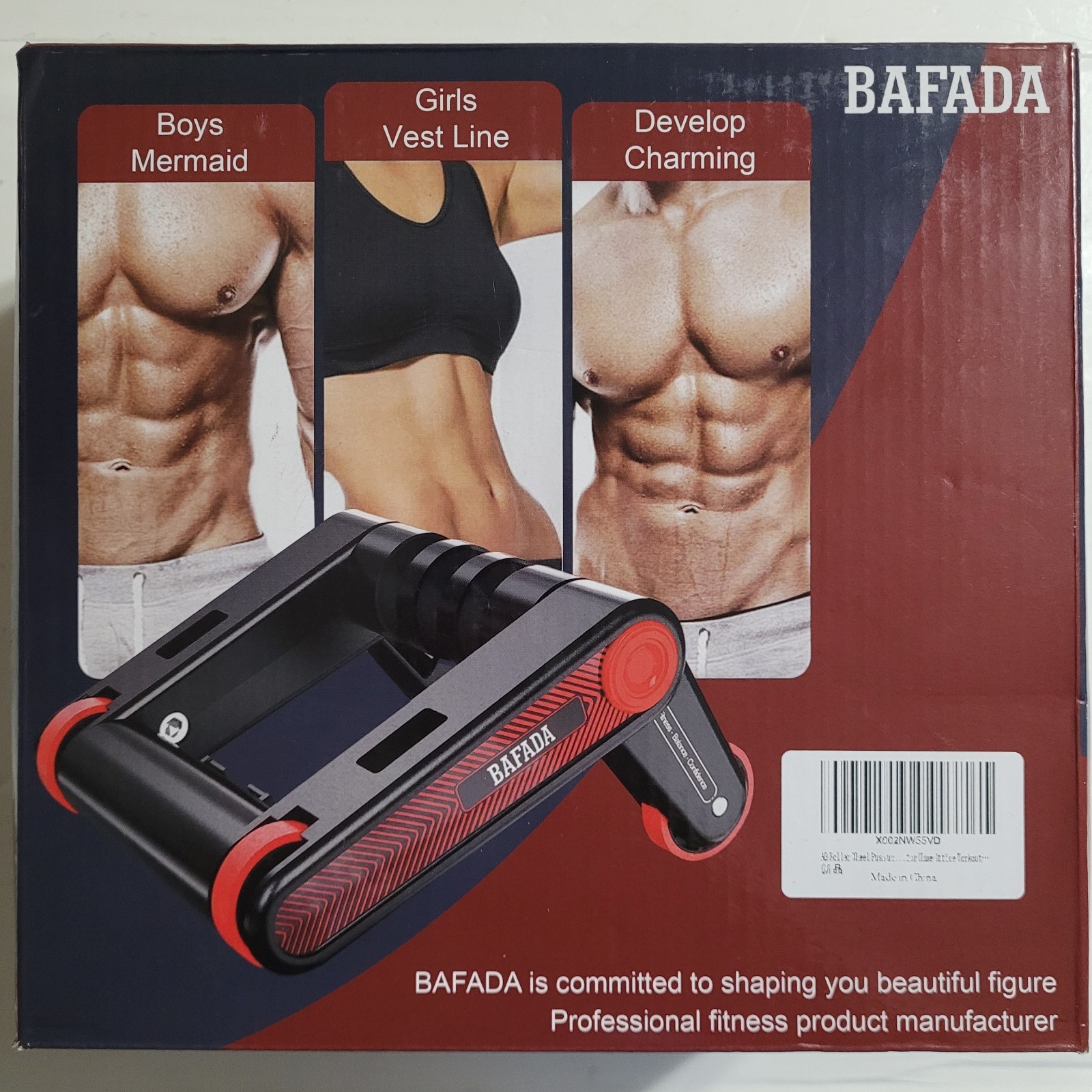 BAFADA Roller Wheel Push Up Bars Core Strength Trainers with Knee Pads & Rope