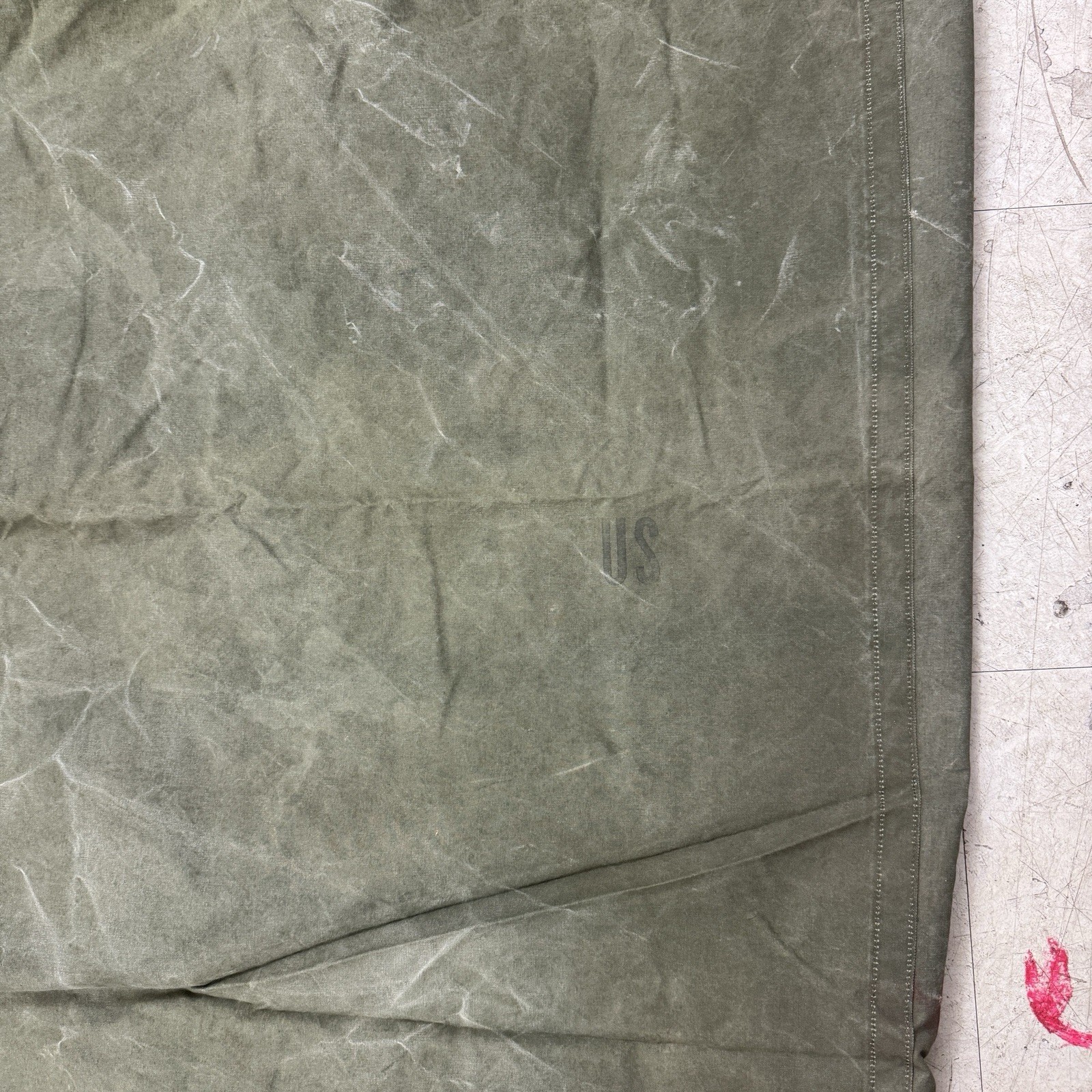 US Army Shelter Half Tent Cotton Canvas Tarp OG107 No Poles Vietnam Era 60s Vtg