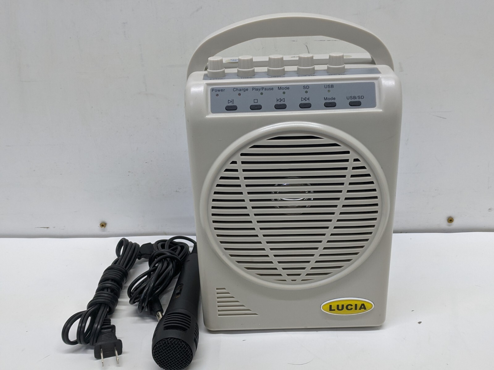 Lucia Portable PA Amplifier with Mic 50W 110V 60 Hz NO BATTERY. Power Cord