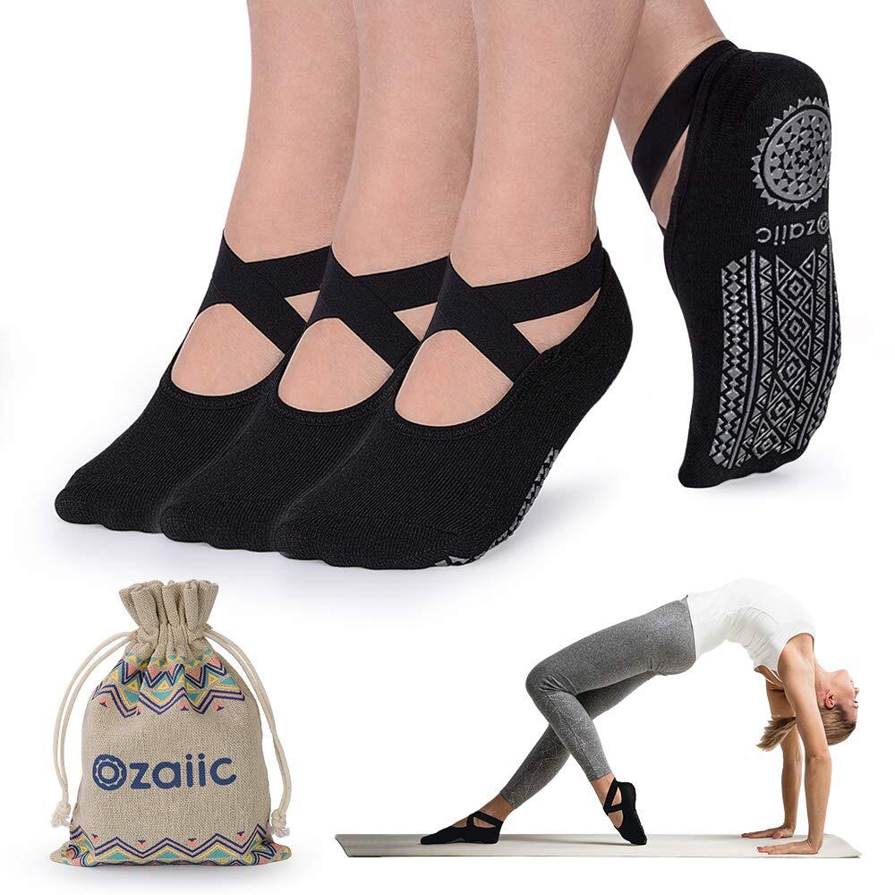 Ozaiic Yoga Socks for Women Non-Slip Grips & Straps Ideal for Pilates Pure Ba...