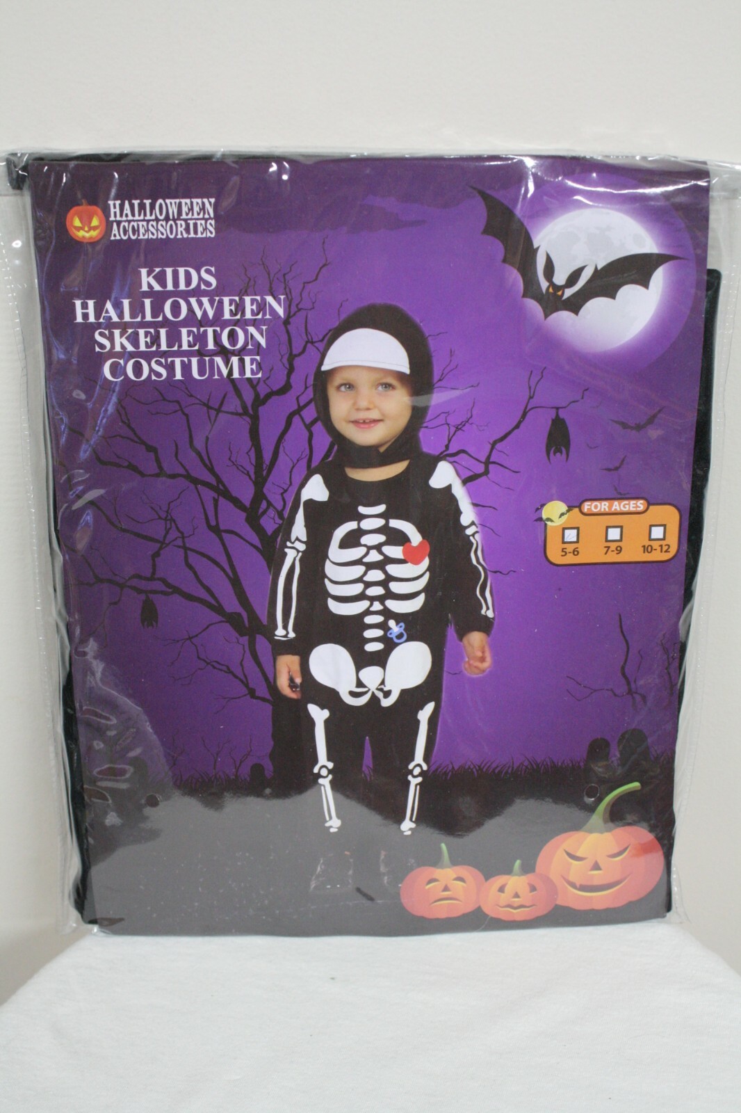 Unisex Kids Skeleton Costume Halloween Accessories Ages 5-6 New