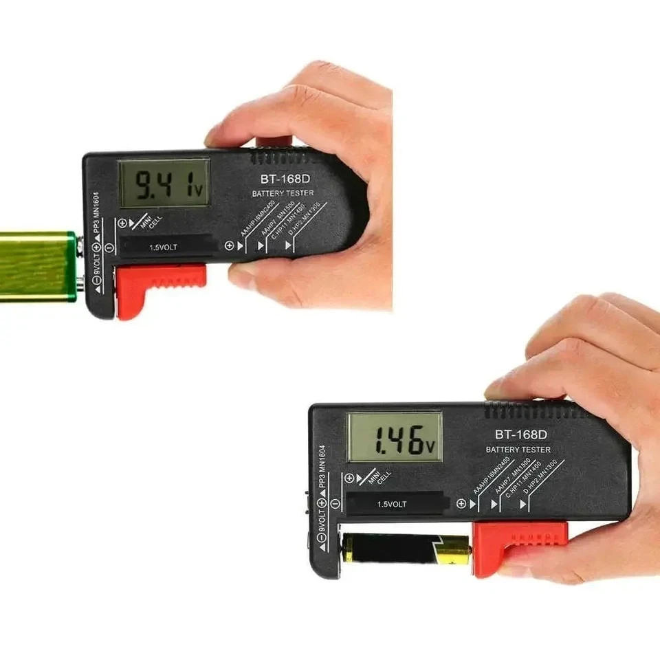 Universal Digital LCD Battery Checker Volt Tester Cell AA AAA C D 9V Button