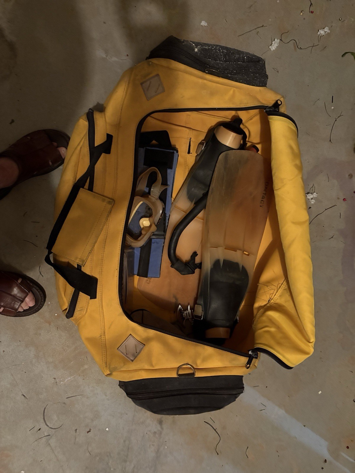 Yellow Bag with Snorkeling Fins and Mask