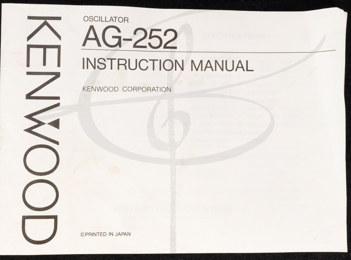 Original Kenwood AG-252 Oscillator Frequency Generator Instruction manual