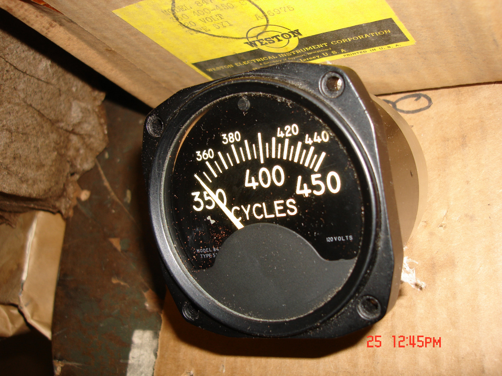 vintage aircraft 350 to 450 cycles meter 120 voltmodel 847