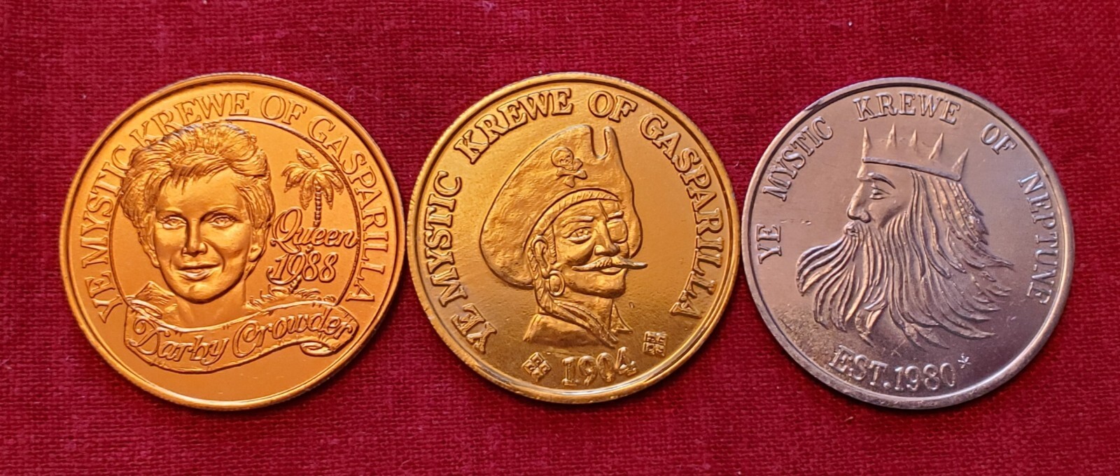 Vintage Ye Mystic Krewe of Gasparilla & Netune Pirate Festival Tampa FL Coins
