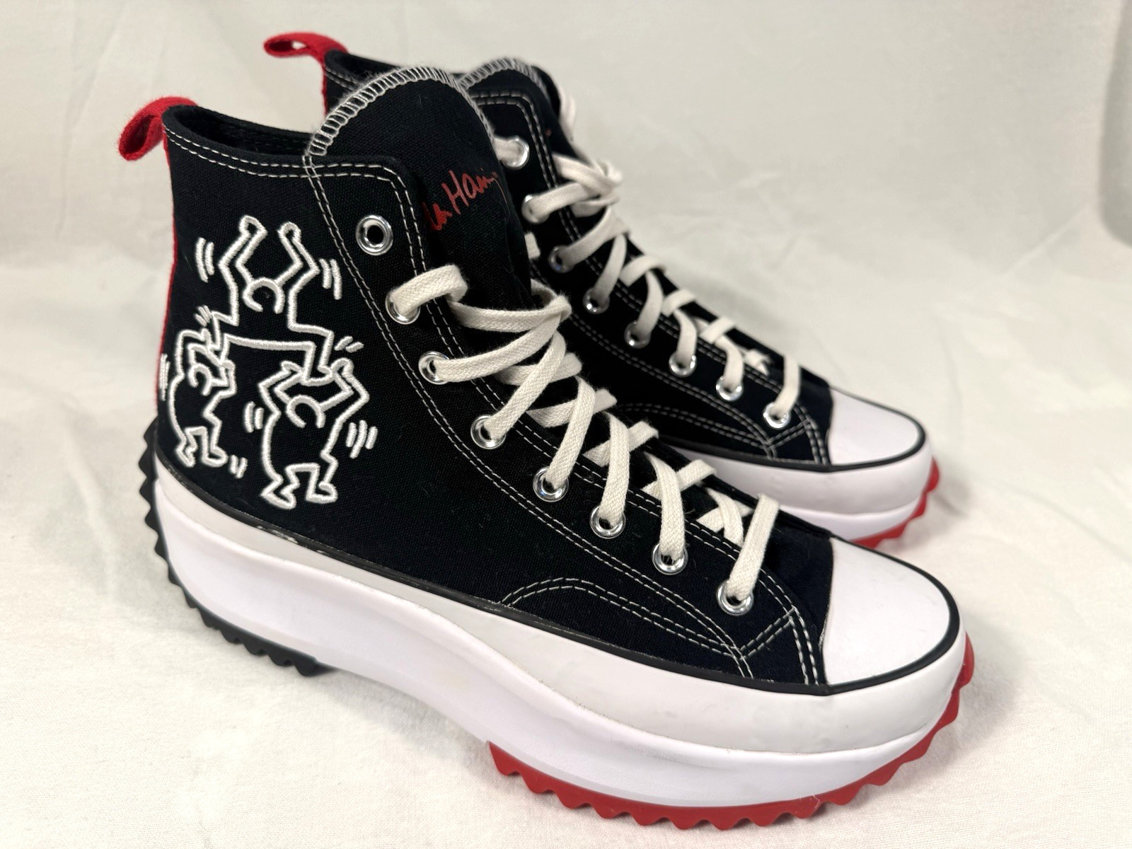 Converse Keith Herring Run Star Hike, Black White Red Men’s 10 Brand New