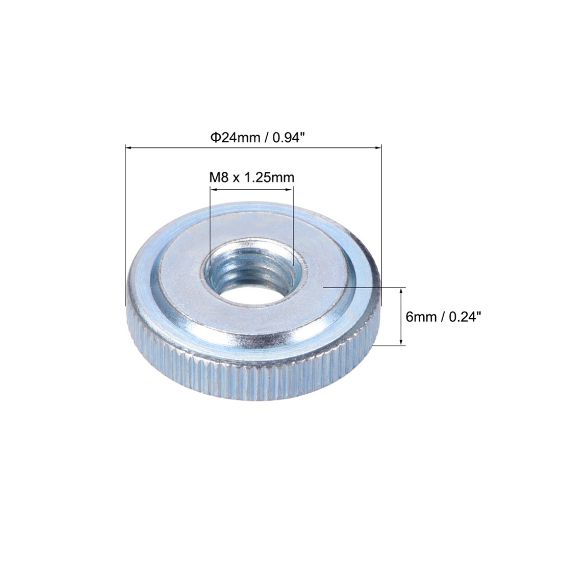 5 x Knurled Thumb Nuts M8 Female Threaded Thin Type Blue Zinc Plating