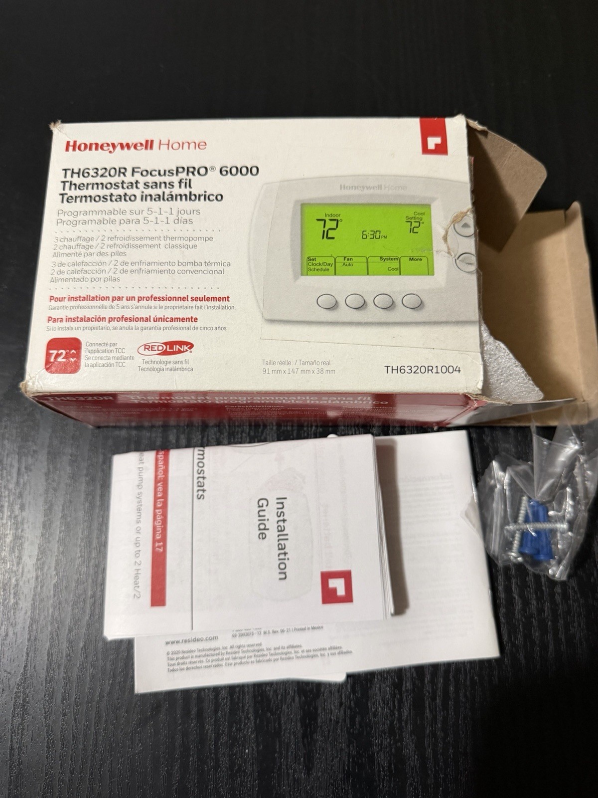 New Honeywell TH6320R1004 Wireless FocusPro 6000 RedLink Programable Thermostat