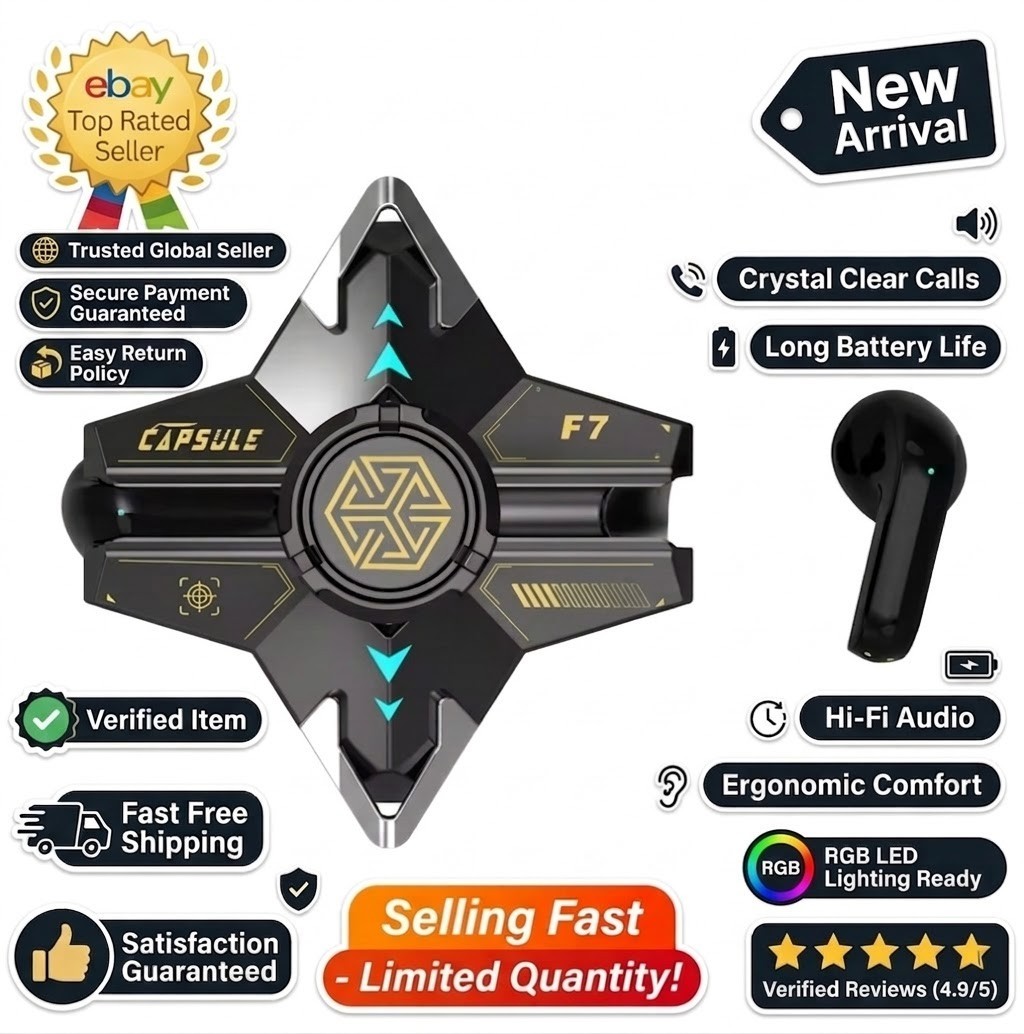 Matte Metal Fidget Spinner RGB Earbuds BT 5.3 Waterproof Half-In-Ear Headphones