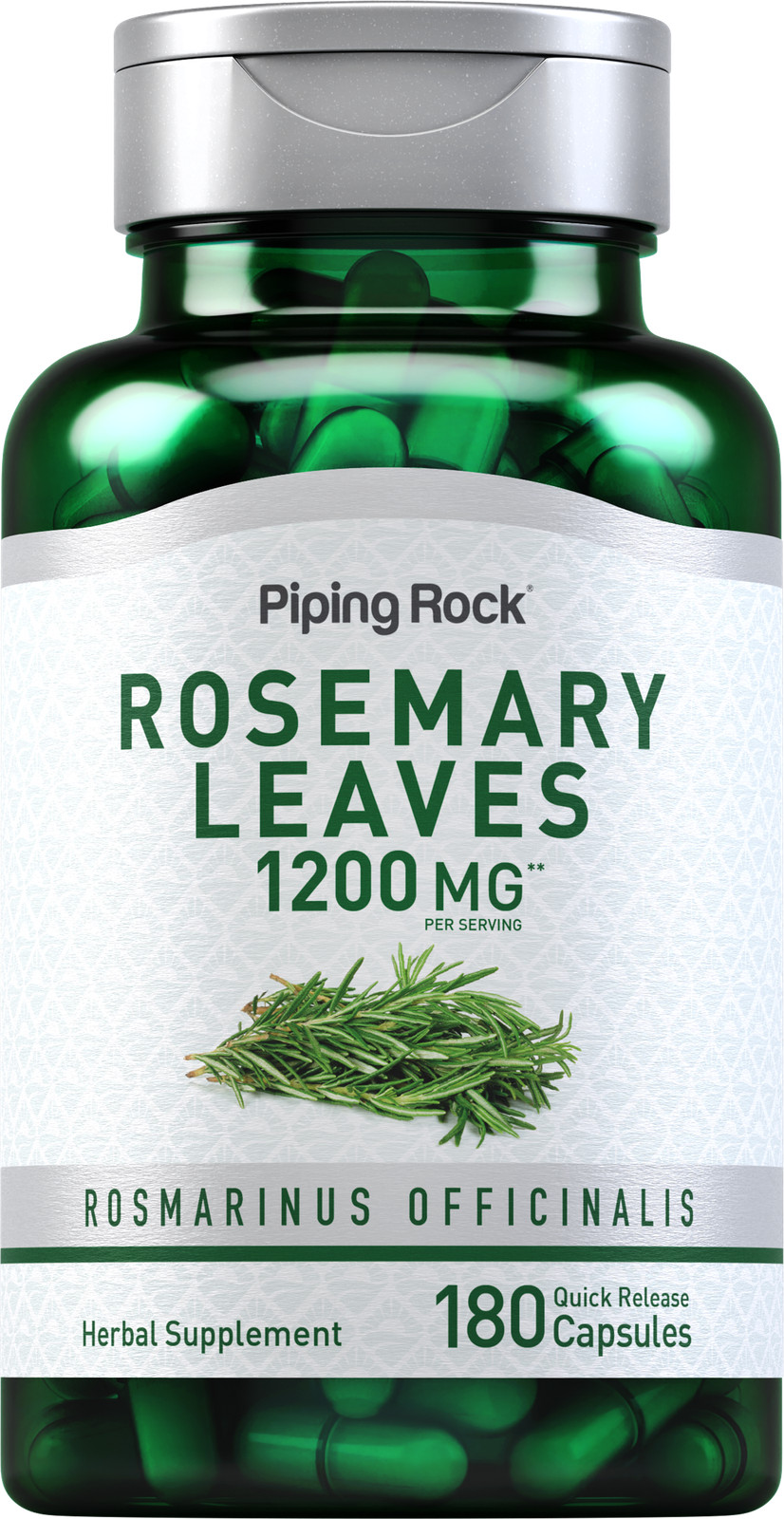 Rosemary Leaves 1200mg | 180 Capsules | Non-GMO, Gluten Free | by Piping Rock