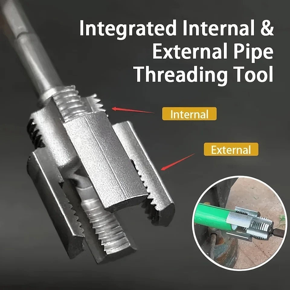 2pcs Integrated Internal & External Pipe Threading-Tool,PVC Pipe Threader Kit