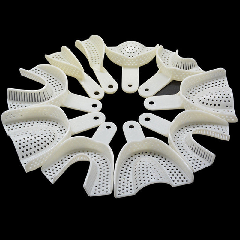 1 Pair Dental Impression Trays Central Denture Disposable Plastic L/M/S Quadrant