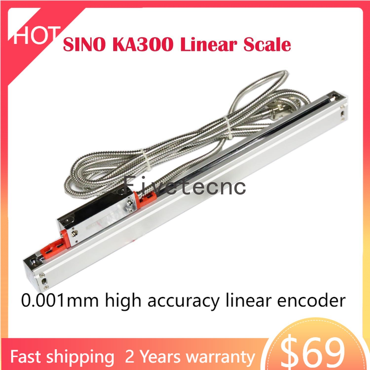 SINO KA300 70-1020mm 1um ABZ TTL Signal Linear Glass Scale 1micron Glass Encoder