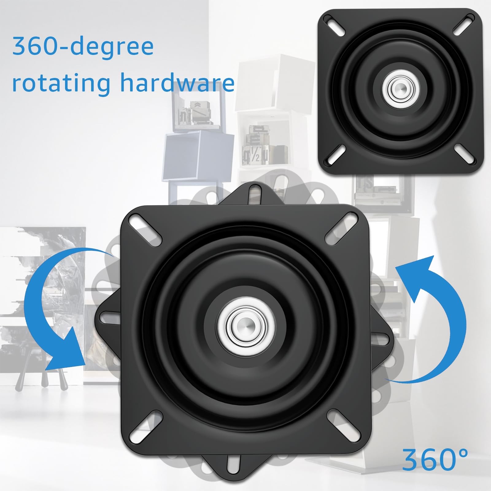 2 PCS 6 Inch HeavyDuty Square Bar Stool Rotating Plate Replacement 360 Base