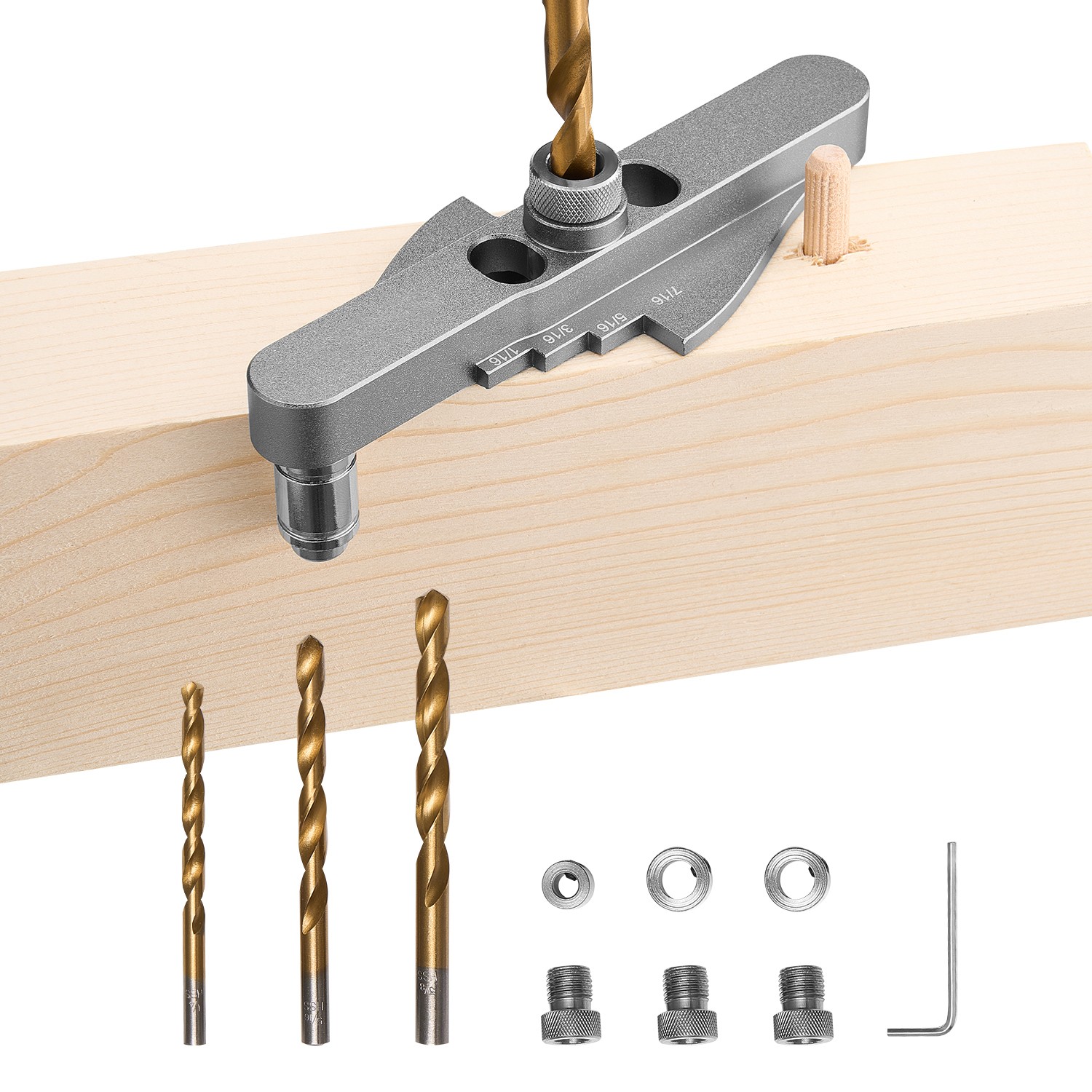 Uimoso Self-Centering Doweling Jig Kit for Woodworking with Drill Bits