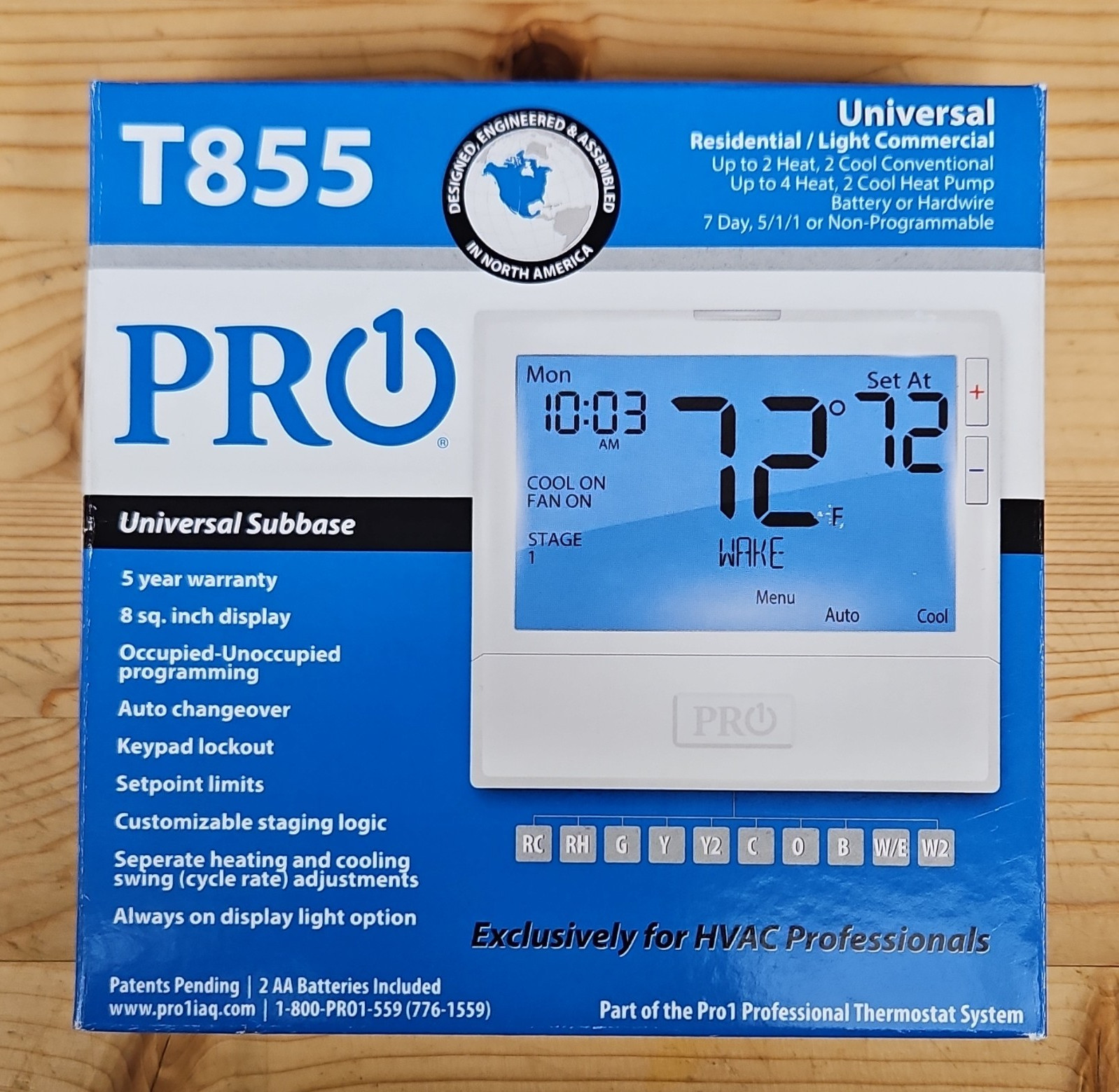 Pro1 T855 7-Day Programmable Thermostat 8 sq in Display White Auto Changeover