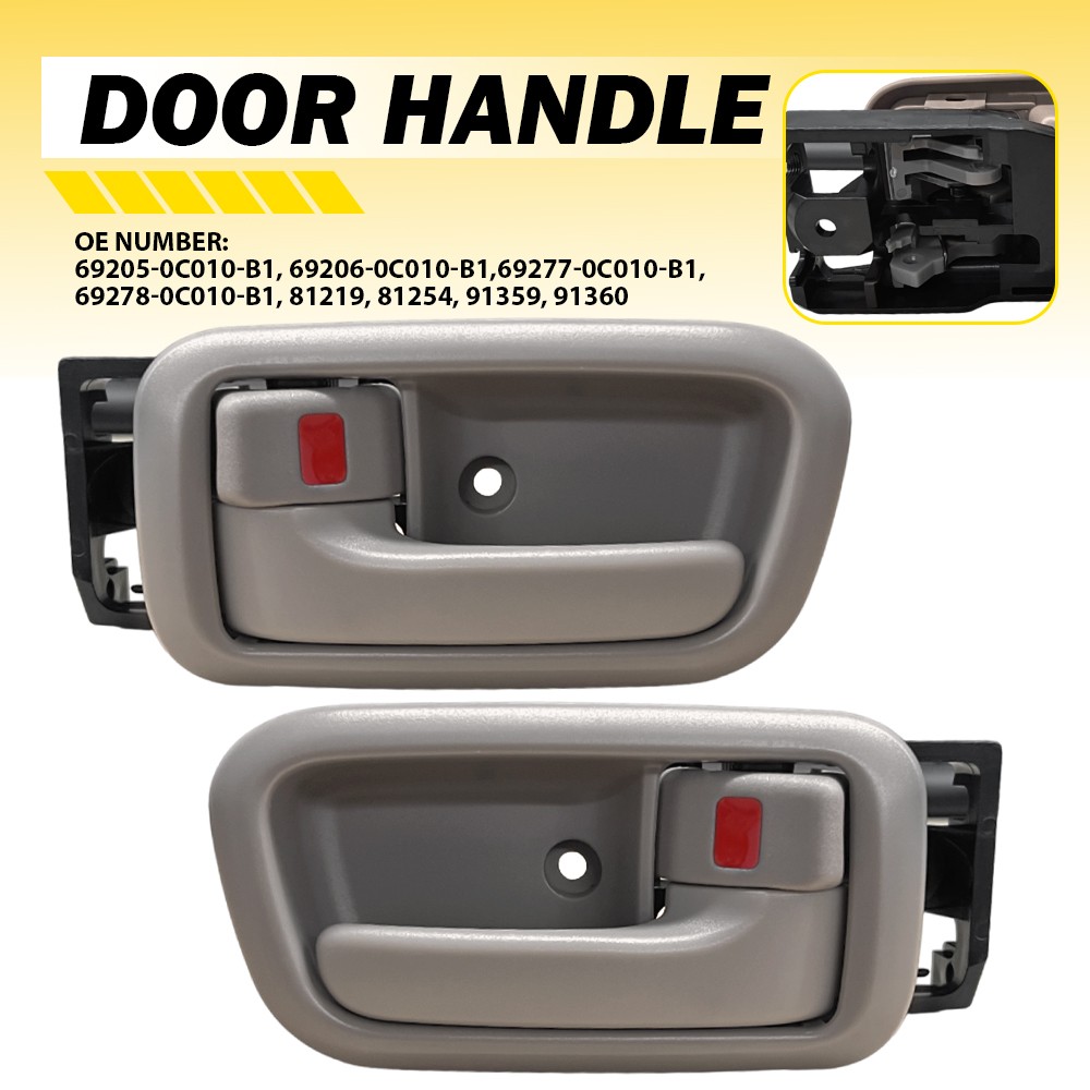Inside Door Handle & Bezels Front LH RH Side For 00-06 Toyota Tundra Beige 2PC