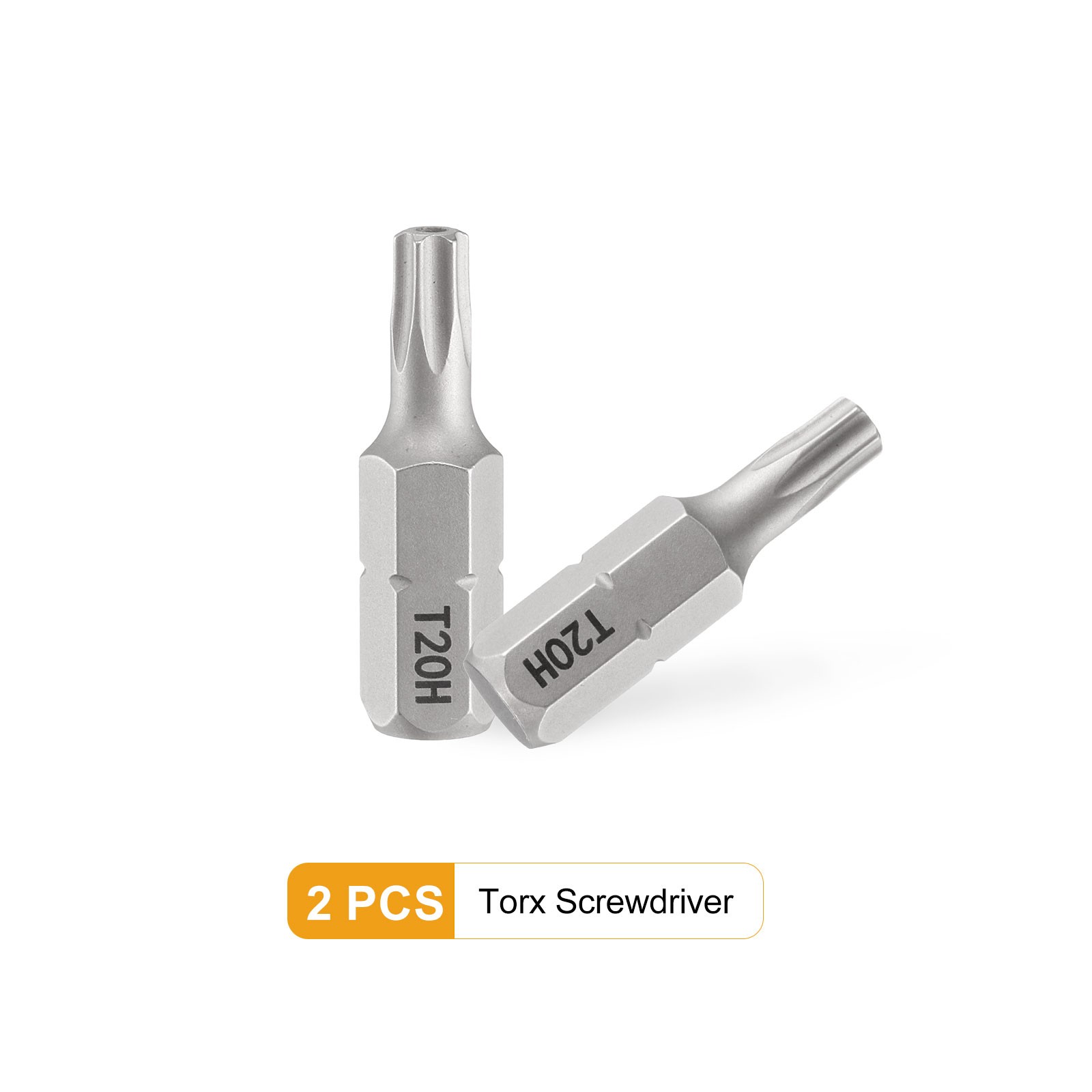 2pcs T20H Magnetic Torx Screwdriver Bit 1/4" Hex Shank 25mm Length S2 Steel
