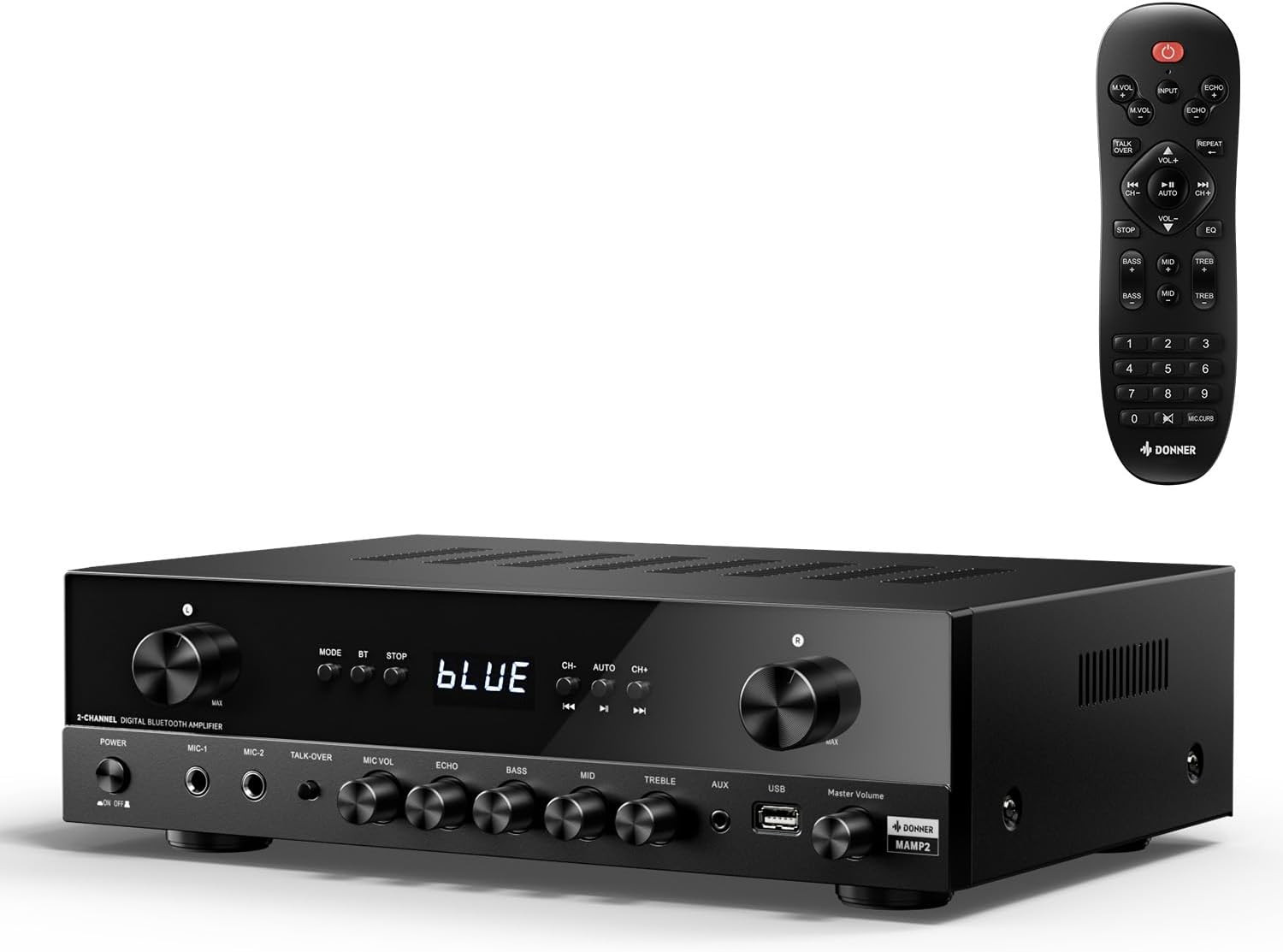 Stereo Audio Amplifier, 600W Peak 2 Channel Receiver with Bluetooth 5.3, Phono,