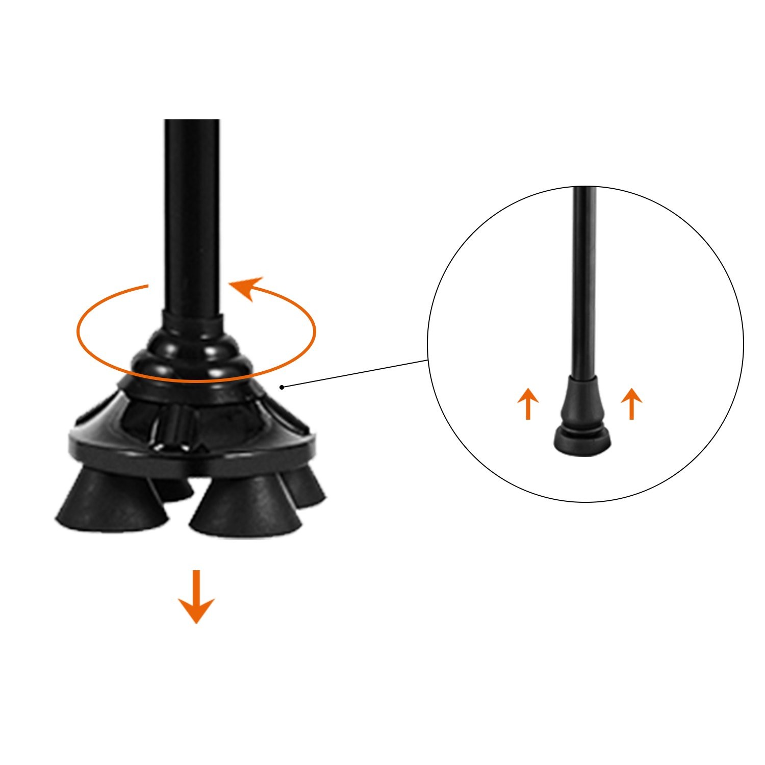 BigAlex 4Tips Replacement for Folding Walking Cane(MG Alloy Base)