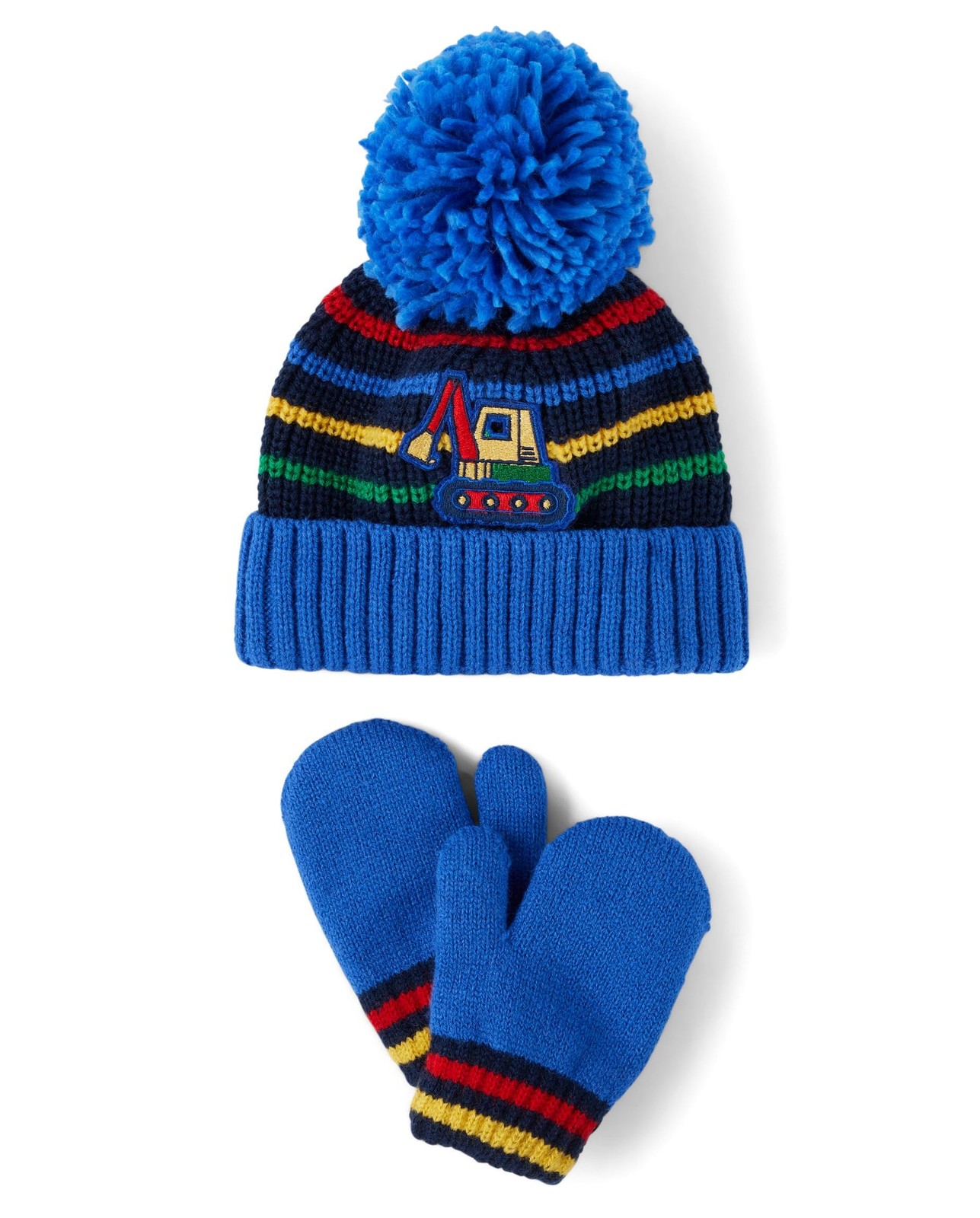 Unisex Babyand Toddler Winter Hat and Mittens Cold Weather SetBlue Truck Set2...