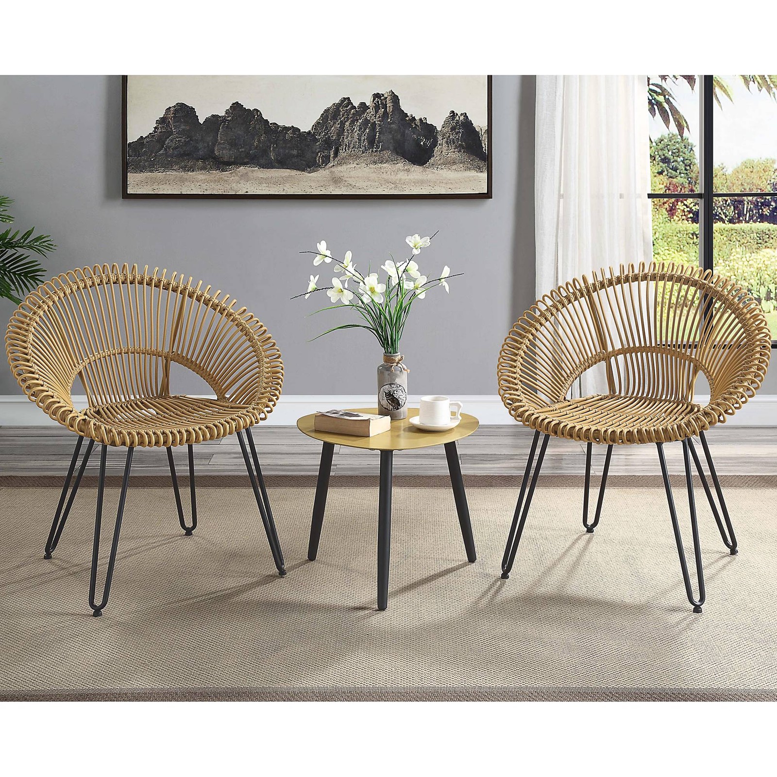Burkina Brown and Black 3-Piece Outdoor Bistro Set
