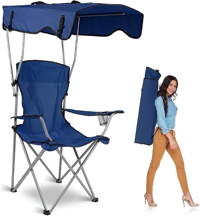 Folding Camping Chairs With Canopy Shade Portable Heavy Duty Outdoor Beach Chair