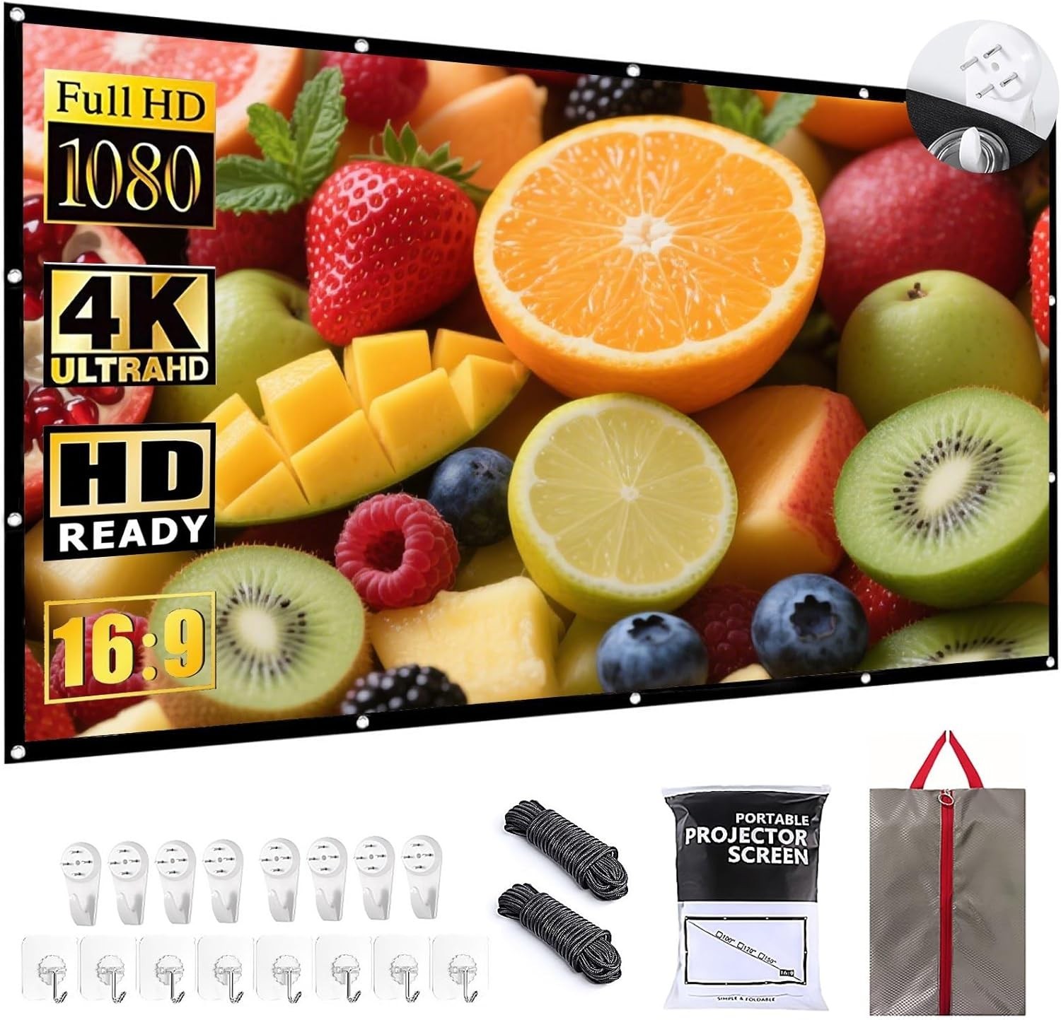 Wrinkle-Resistant Portable Projector Screen - Perfect for Indoor & Outdoor Use