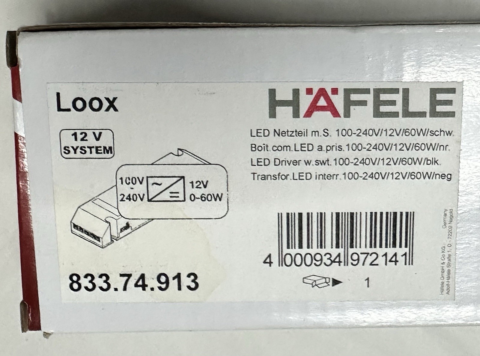 Hafele Look 60w Driver. 833.74.913