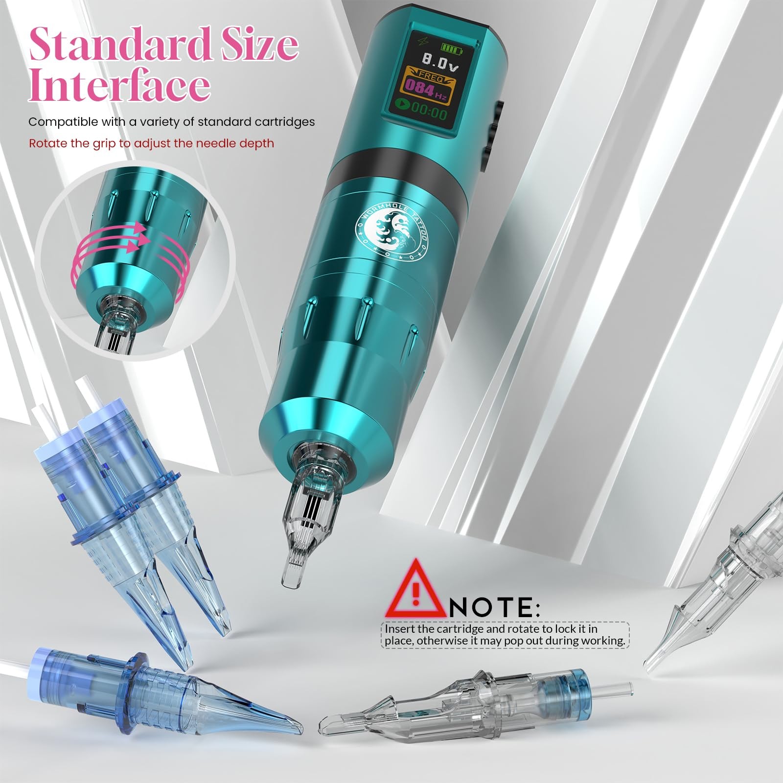 Tattoo Gun Kit, Wormhole Kit Wireless Machine with Blue