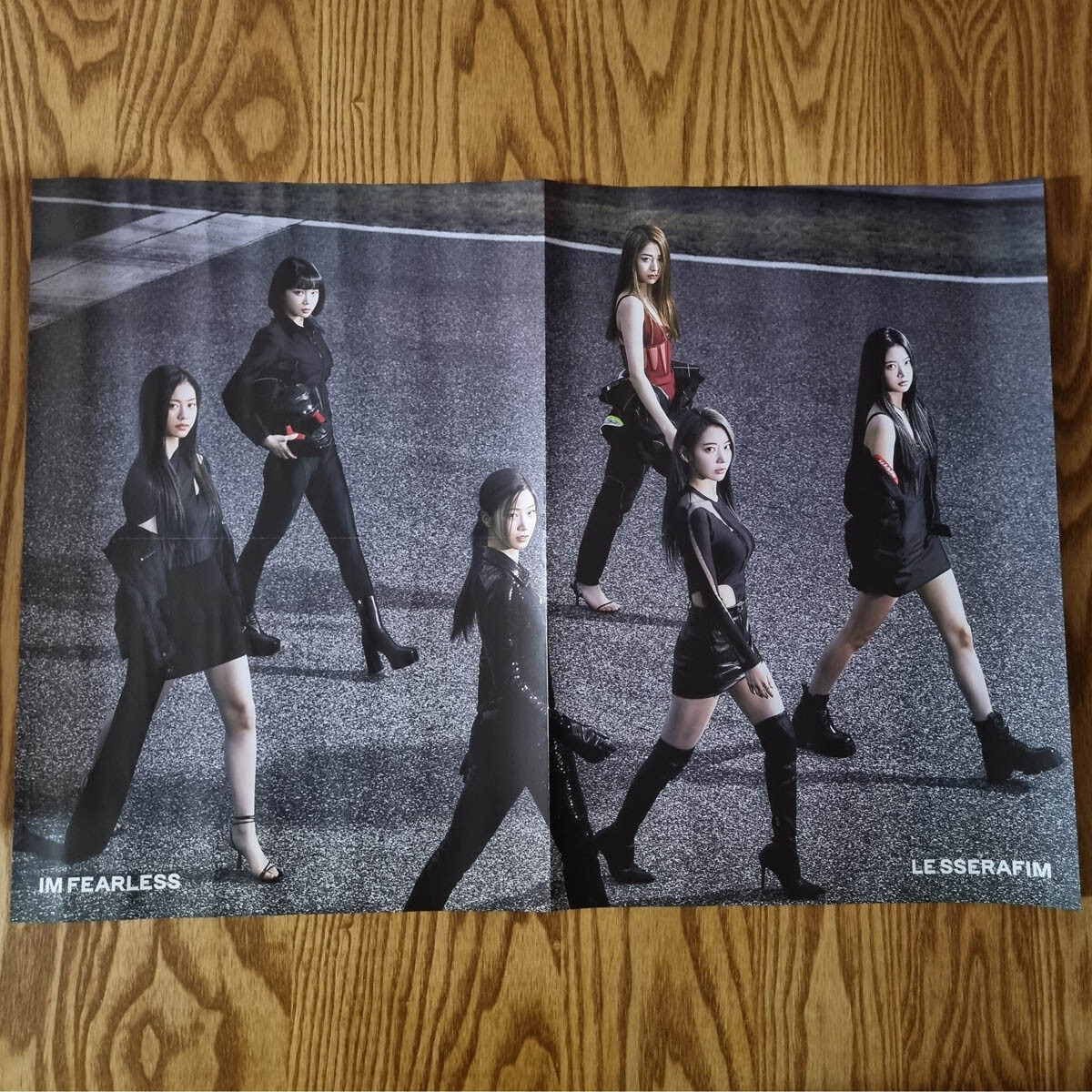 LE SSERAFIM 1st Mini Album Fearless Official Poster Ver Black Petrol Folded Kpop