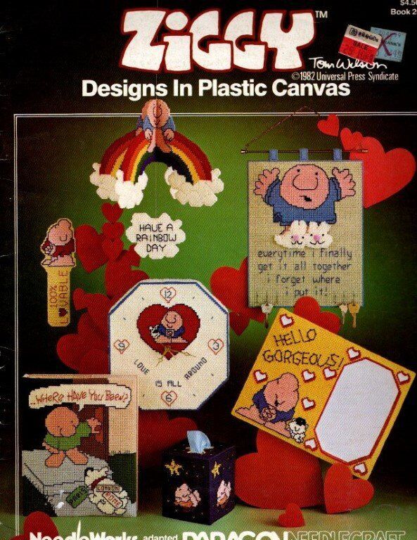VINTAGE PARAGON ZIGGY DESIGNS IN PLASTIC CANVAS 11 DESIGNS