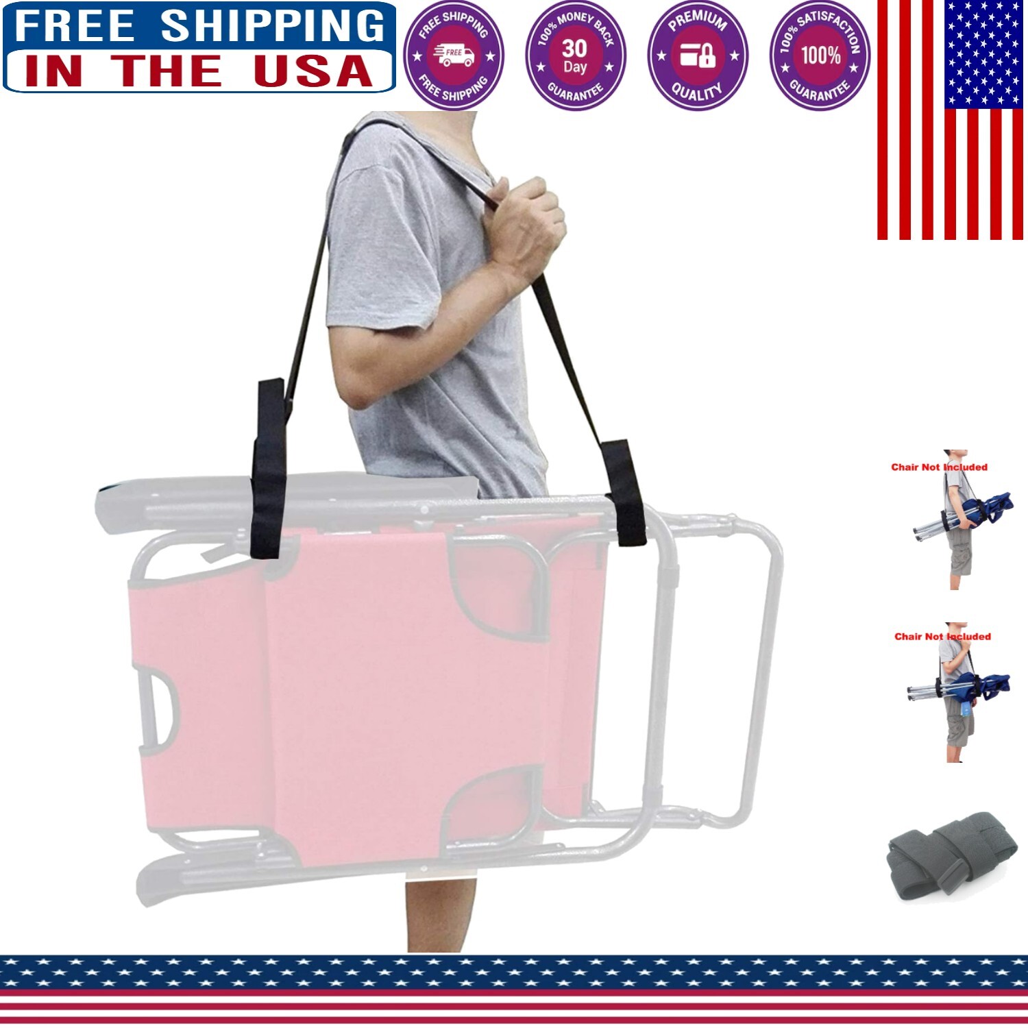 Versatile Chair Carry Strap for Beach and Foldable Chairs - Easy Use - 1 Count