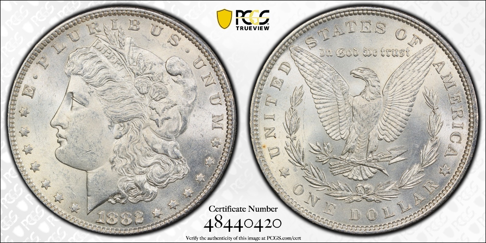 1882  Morgan Silver Dollar PCGS MS62 BU Gold Shield US