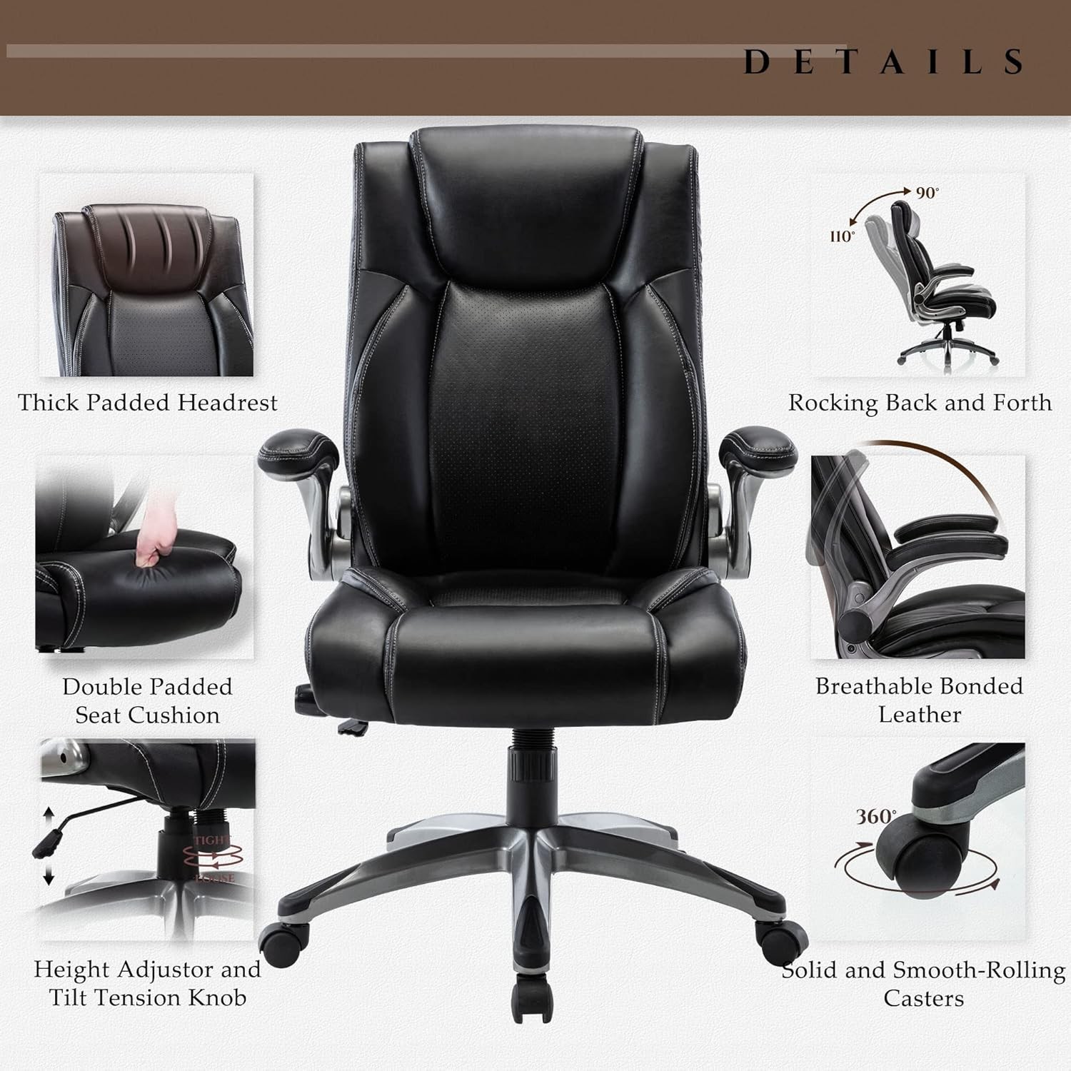 Executive Chair Ergonomic High Back Leather
