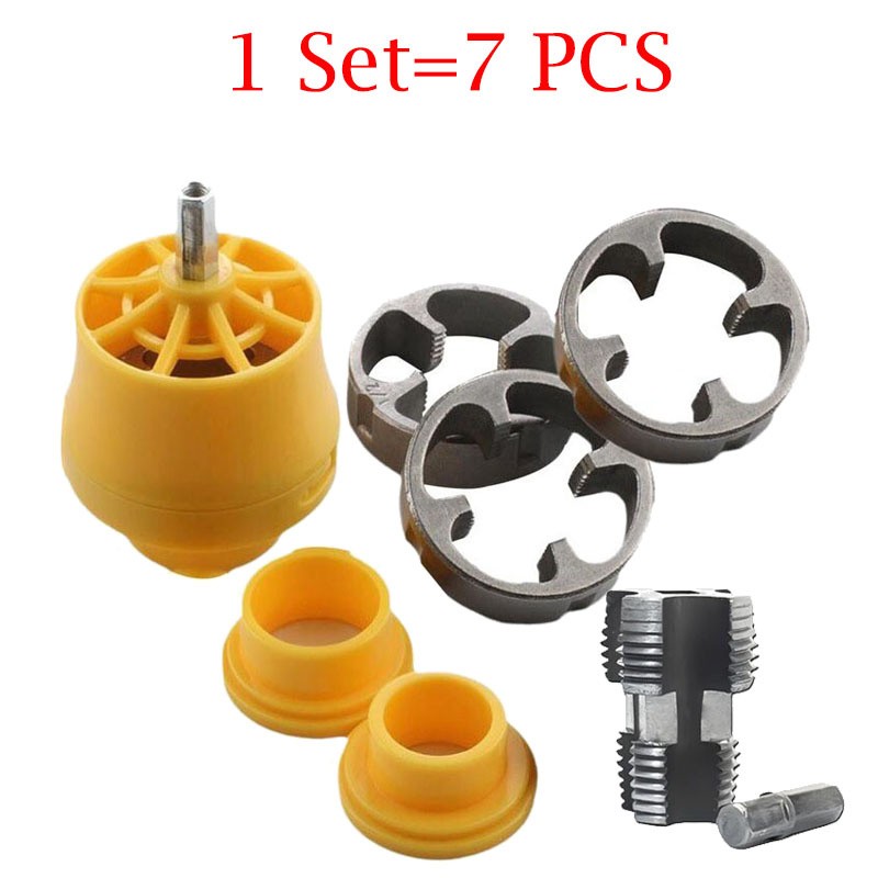 7pcs Round PVC Thread Maker Tool Pipe Threader Plumbing Tool for Electric Drill
