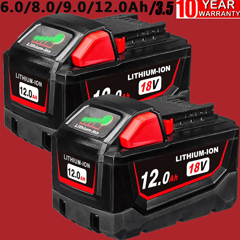 2-Pack Extended Capacity Lithium Battery for Milwaukee M18 12.0Ah (48-11-1860)